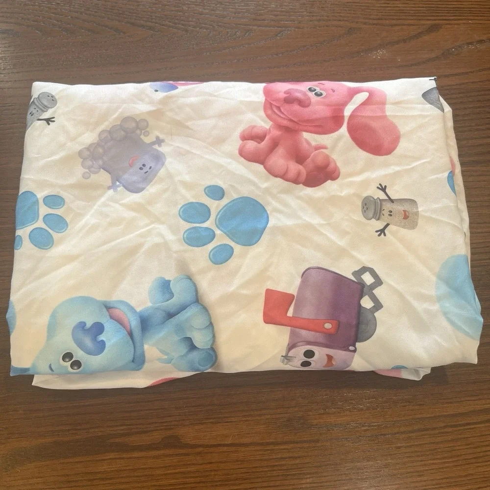 Blue's Clues Nickelodeon Crib Toddler Fitted & Flat Sheet Set Blue Magenta